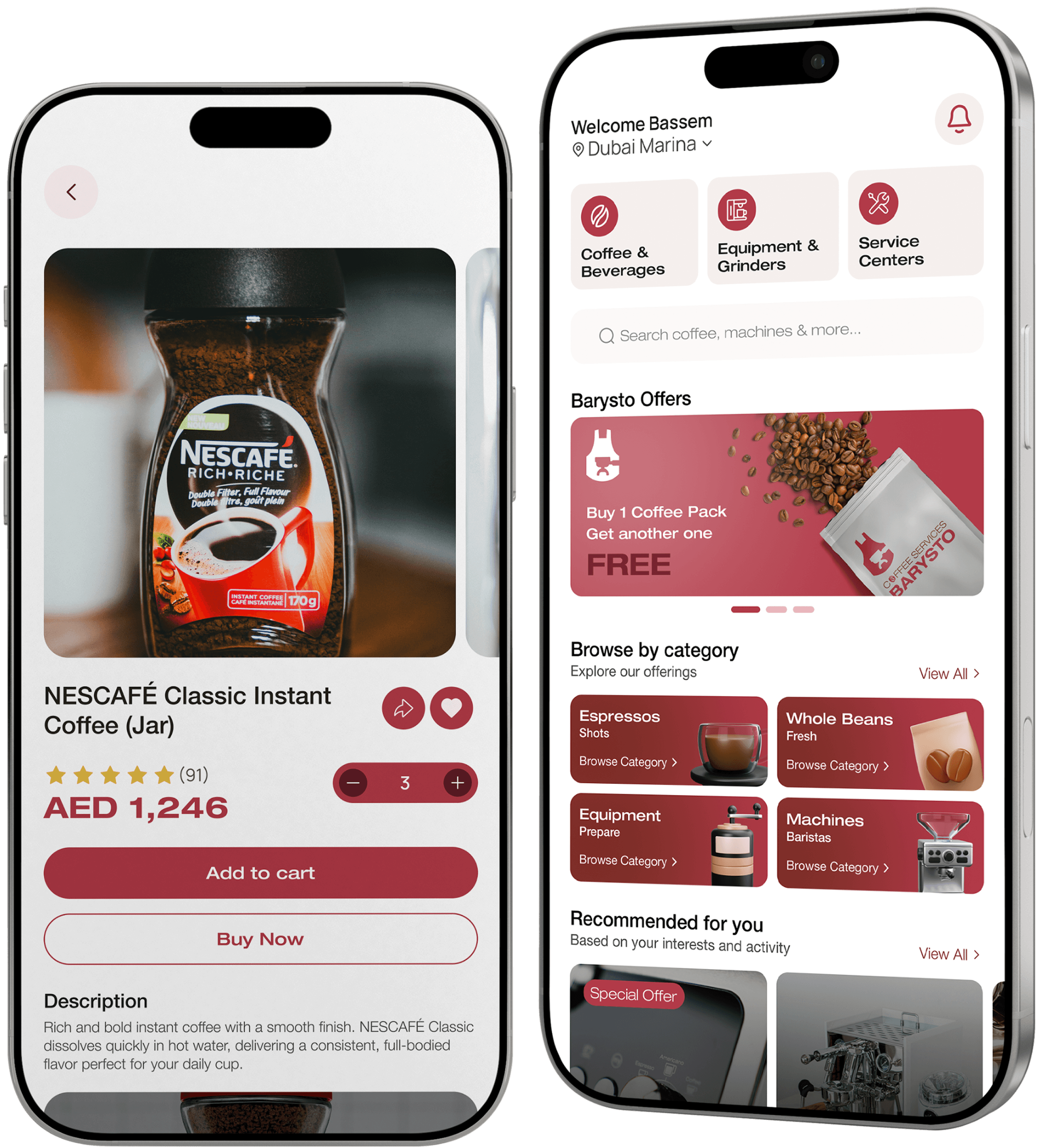 Barysto app on two phones