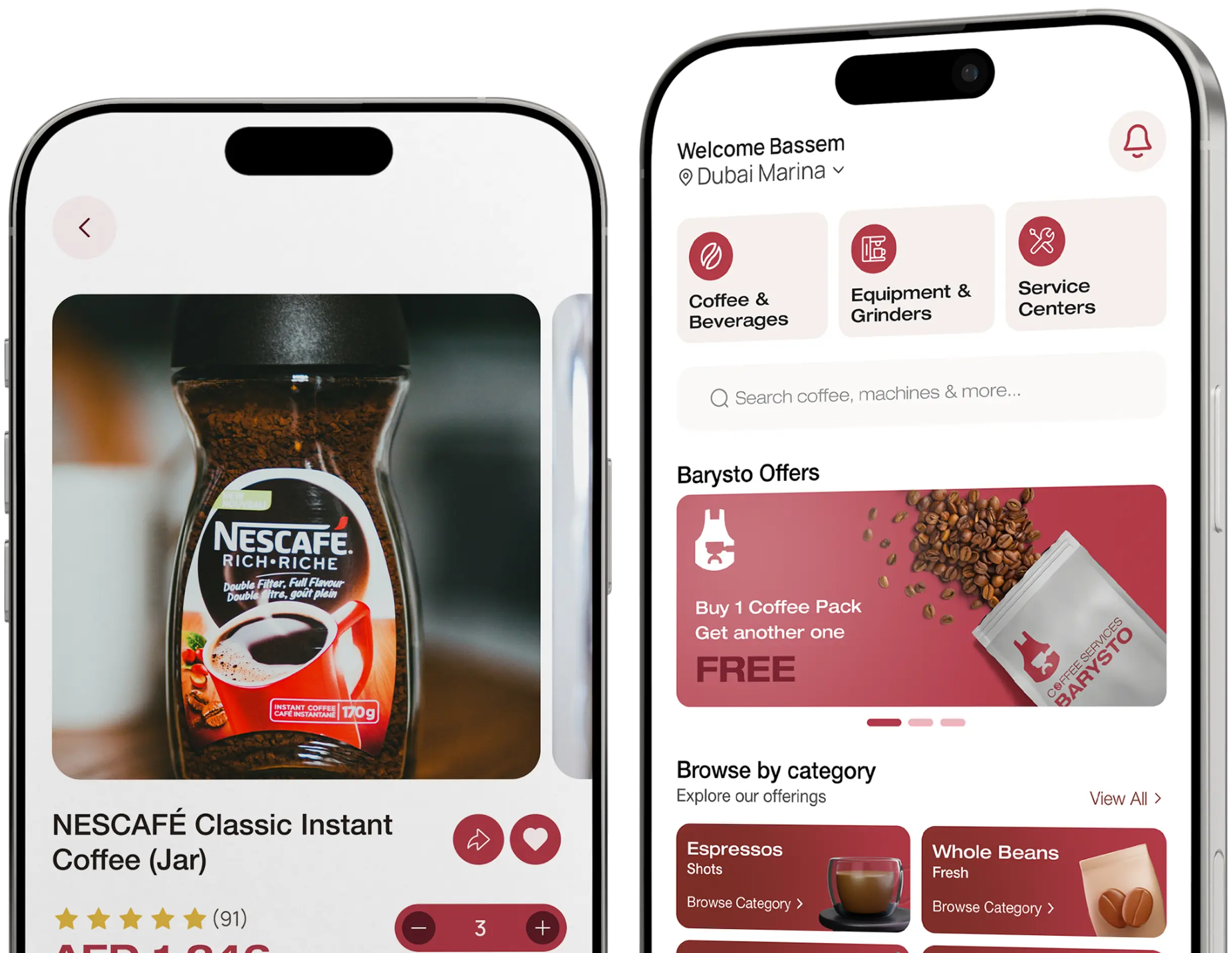 Barysto app on two phones